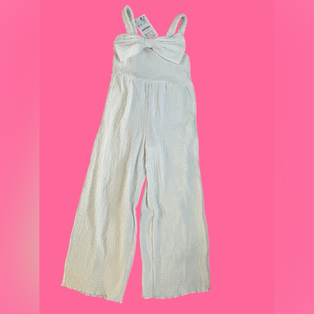 Zara White Jumpsuit with Wide-Leg Palazzo Style
